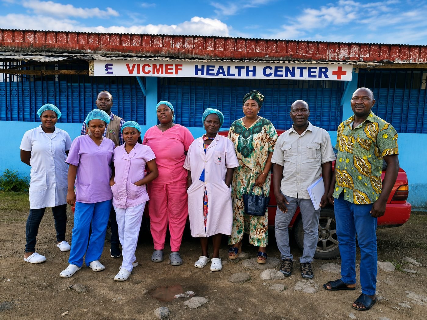 VICMEF staff outside the health center in Douala